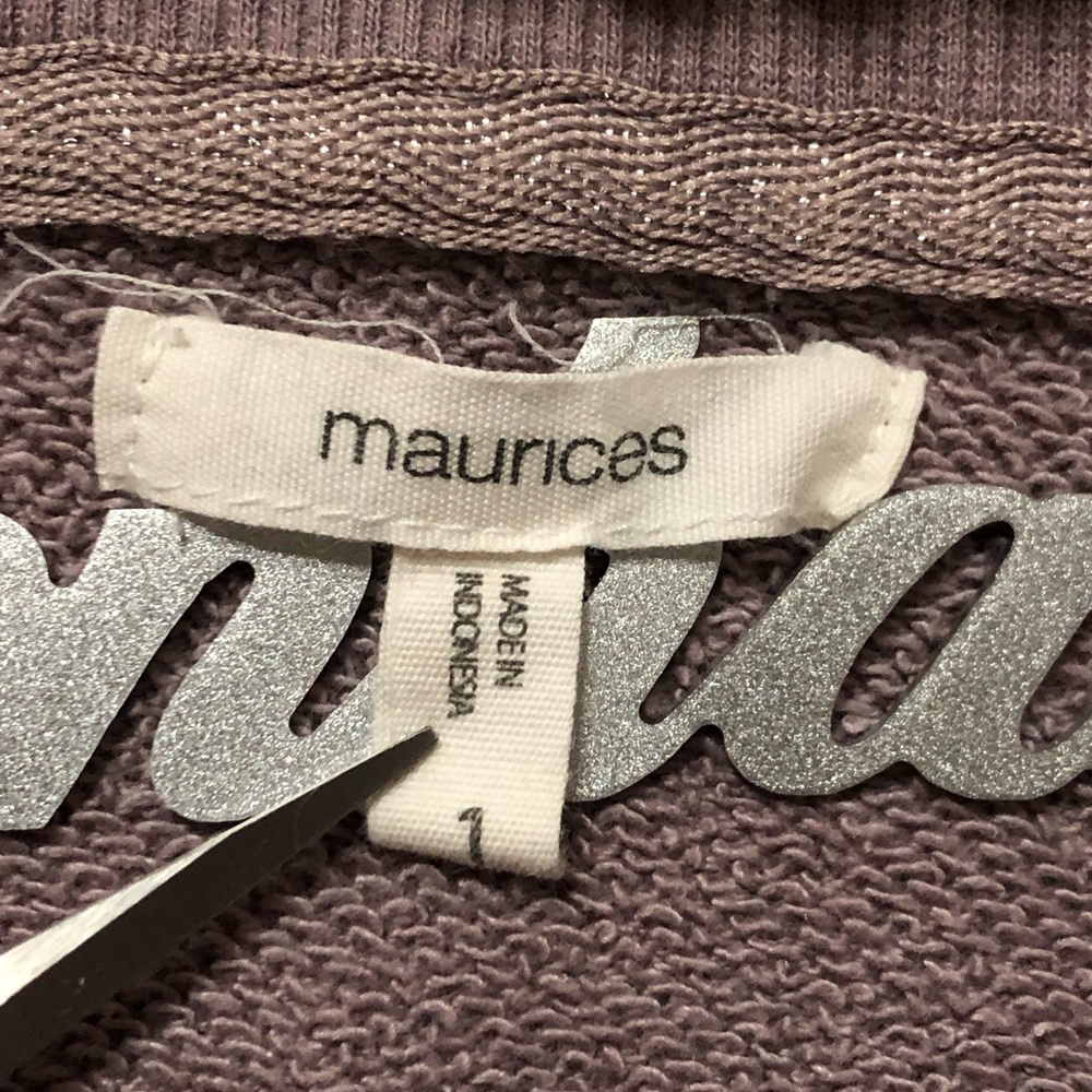 Maurices Plus Womens Mauve Velvet Long Sleeve Lounge Baseball Top SZ 1 - Picture 3 of 4